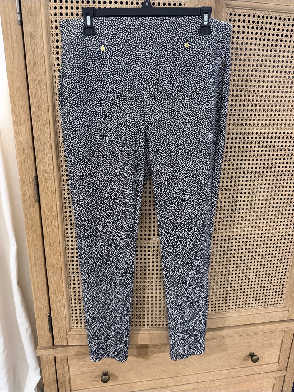 Michael Kors Black and White Dotted Stretch Jeggings size L